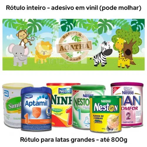 Rótulo para Lata de Leite Grande 800g Safari Baby