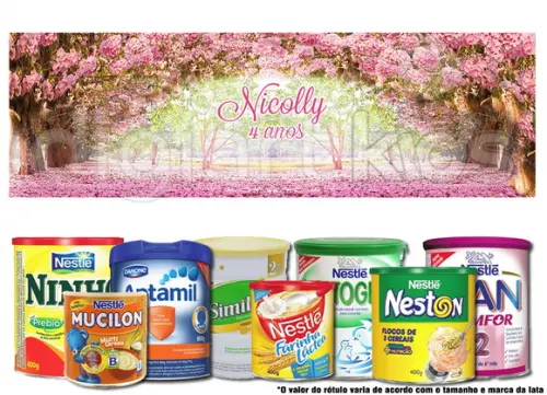 Rótulo para Lata de Leite Jardim Encantado