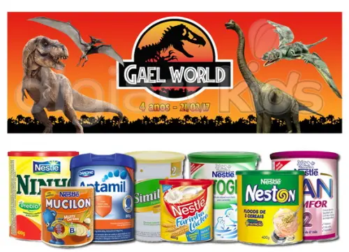 Rótulo para Lata de Leite Jurassic World
