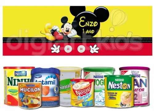 Rótulo para Lata de Leite Mickey