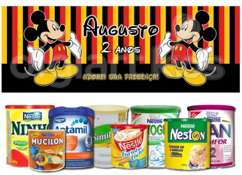 Rótulo para Lata de Leite Mickey