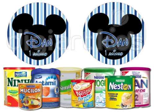 Rótulo para Lata de Leite Mickey