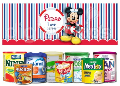 Rótulo para Lata de Leite Mickey Marinheiro