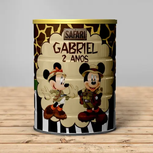 Rótulo para Lata de Leite Mickey Safari