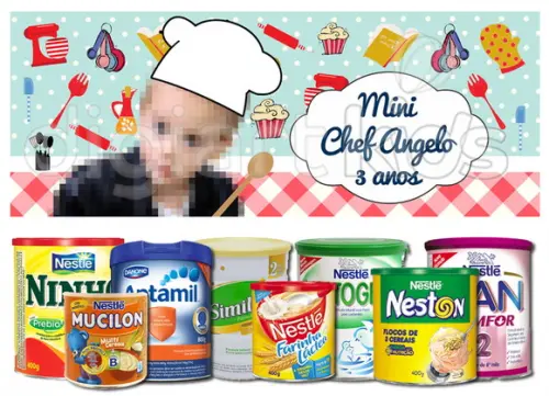 Rótulo para Lata de Leite Mini Chef