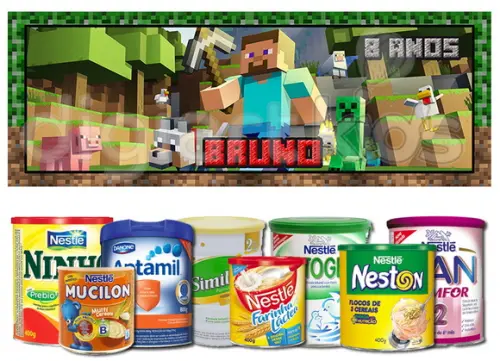 Rótulo Para Lata De Leite Minecraft