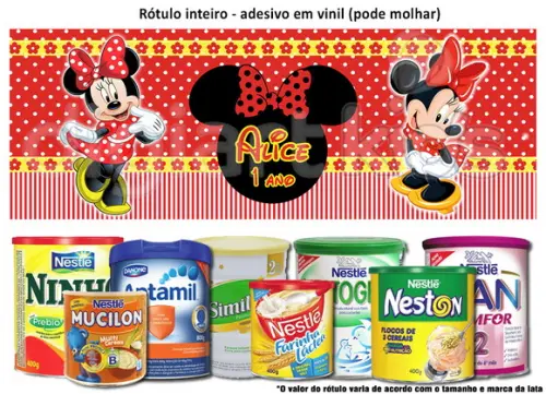 Rótulo para Lata de Leite Minnie