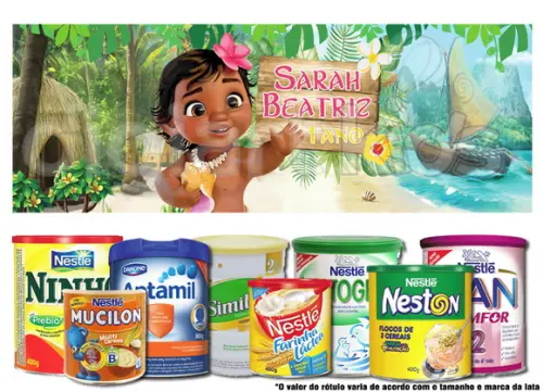 Rótulo para Lata de Leite Moana Baby