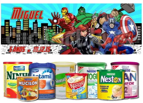 Rótulo para Lata de Leite Os Vingadores Desenho