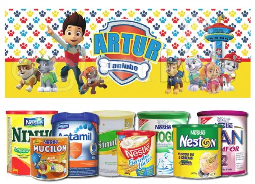 Rótulo para Lata de Leite Patrulha Canina