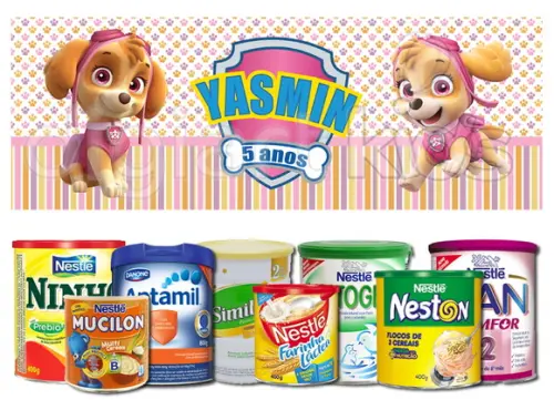 Rótulo para Lata de Leite Patrulha Canina - Skye