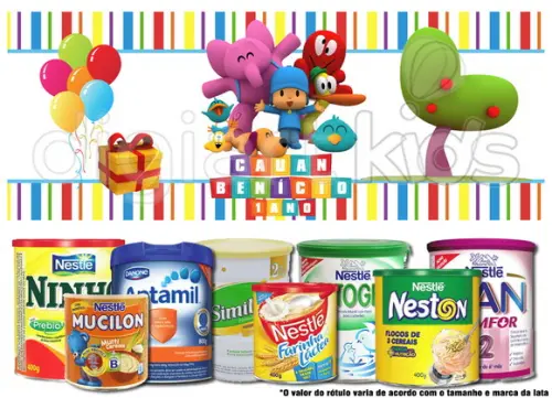 Rótulo para Lata de Leite Pocoyo