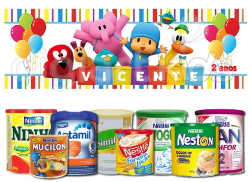 Rótulo para Lata de Leite Pocoyo
