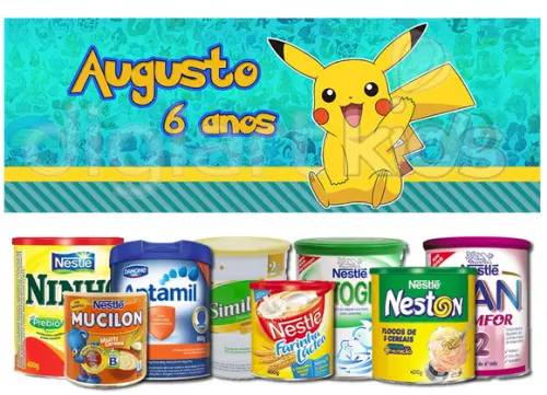 Rótulo para Lata de Leite Pokemon