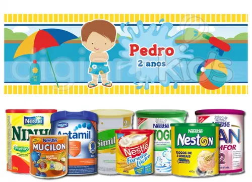 Rótulo para Lata de Leite Pool Party