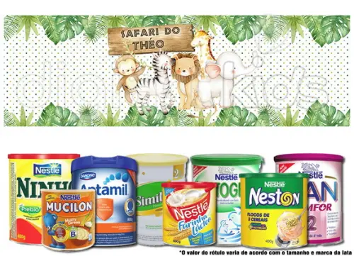 Rótulo para Lata de Leite Safari Aquarela