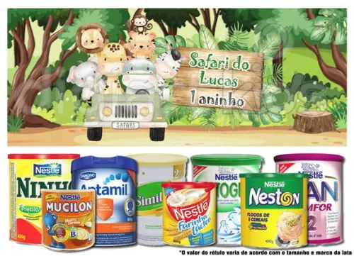 Rótulo para Lata de Leite Safari Aquarela