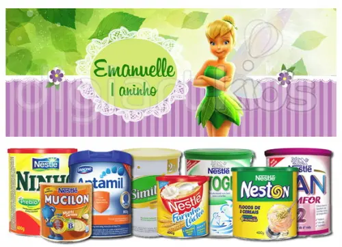 Rótulo para Lata de Leite Tinker Bell