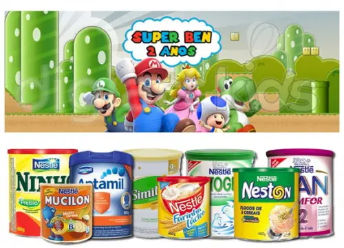 Rótulo para Lata de Leite Super Mário