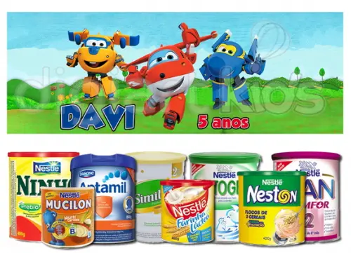 Rótulo para Lata de Leite Super Wings