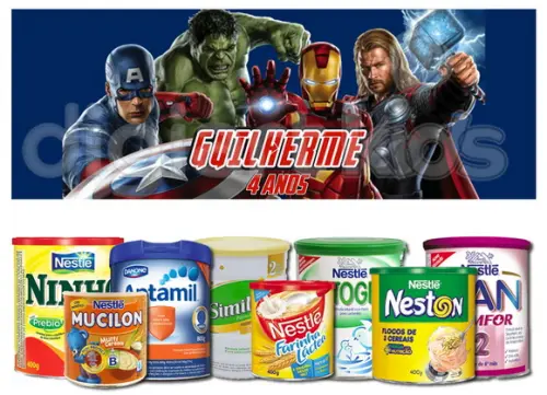 Rótulo para Lata de Leite Vingadores