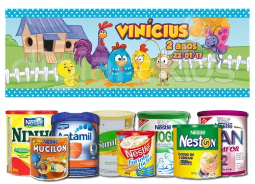 Rótulo para Lata Leite 400g Galinha Pintadinha