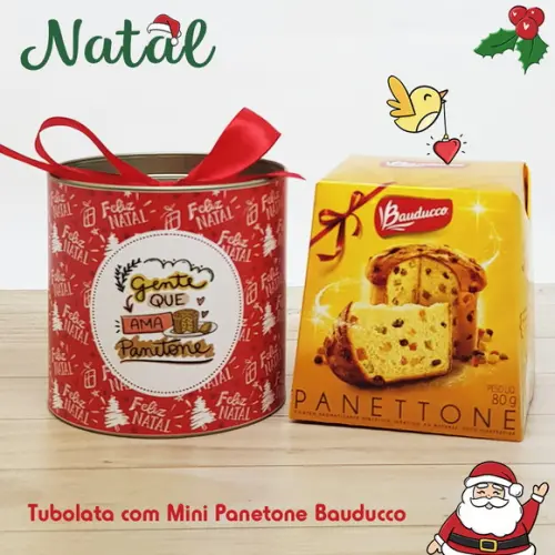 Tubolata com Mini Panetone Bauducco Feliz Natal