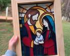 Quadro Sagrada Família em Feltro