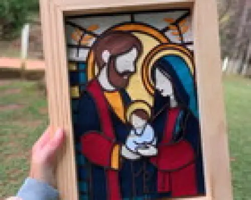 Quadro Sagrada Família em Feltro