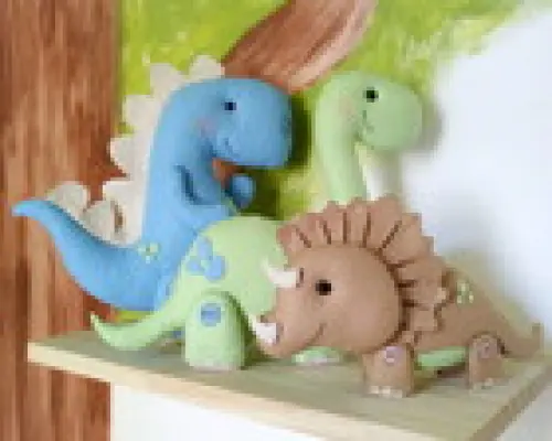 Kit Baby Dinossauros em Feltro (3 Peças) 15cm Altura