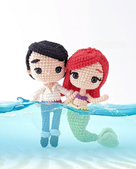 a Pequena Sereia em Amigurumi (combo com 6 Personagens)