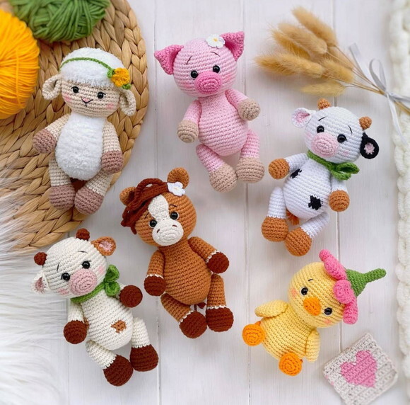 Animais da Fazenda Amigurumi/crochê