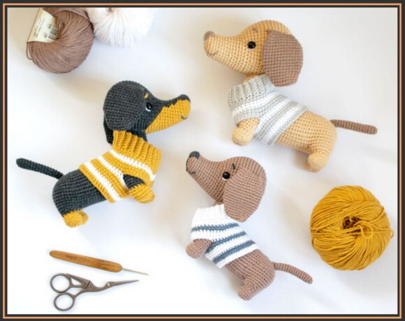 Cachorro Salsichinha em Amigurumi