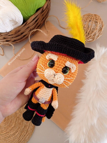 o Gato de Botas em Amigurumi
