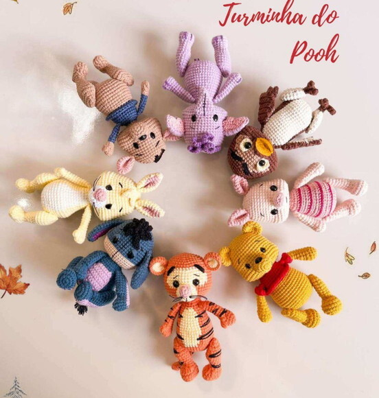 Turma do Ursinho Pooh em Amigurumi/crochê