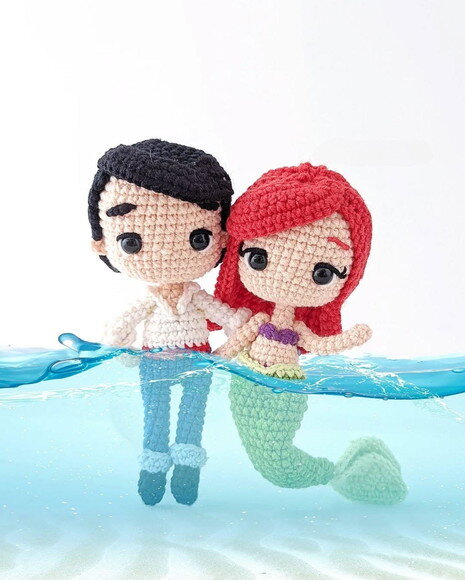 a Pequena Sereia em Amigurumi (combo com 6 Personagens)