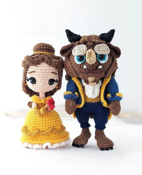 a Bela e a Fera, Kit com 6 Personagens Amigurumi/crochê