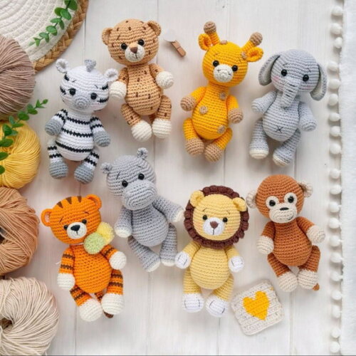 Animais do Safári em Amigurumi