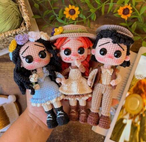 Anne, Diana e Gilbert Amigurumi/crochê