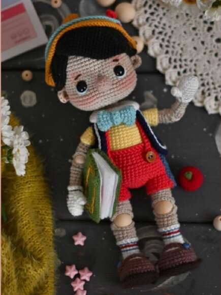 Boneco Pinóquio em Amigurumi/croche