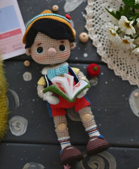 Boneco Pinóquio em Amigurumi/croche