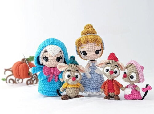 Cinderela, Kit com 6 Itens Amigurumi/crochê
