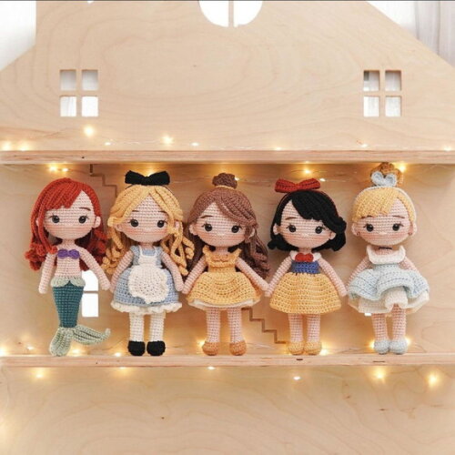 Combo 5 Princesas da Disney em Amigurumi