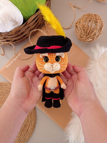o Gato de Botas em Amigurumi