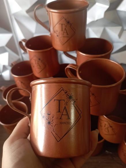 12 Canecas Moscow Mule Cobre Alumínio Personalizadas 350ml