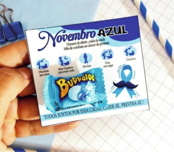 Lembrancinha Novembro Azul Card com Bubbaloo