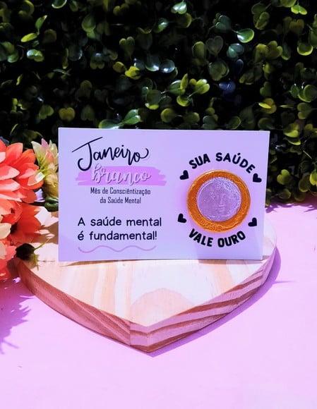 Card com Moedinha de Chocolate ao Leite- Janeiro Branco
