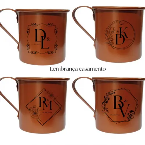 20 Canecas Moscow Mule Cobre Alumínio Personalizadas 350ml
