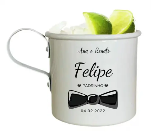 50 Canecas Moscow Mule Branca Alumínio Personalizadas