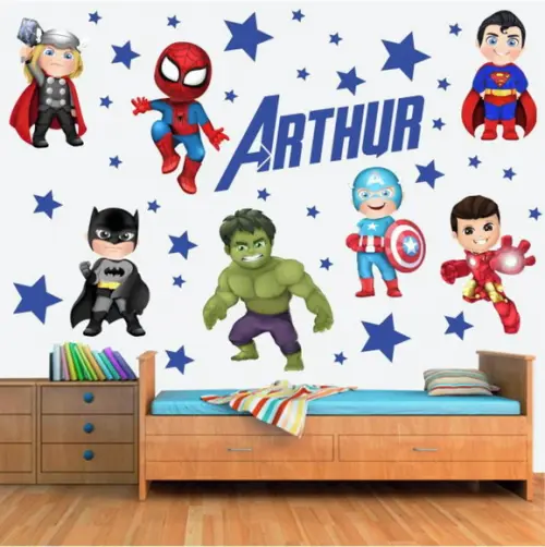 Adesivo de Parede Kit Infantil Heróis Vingadores